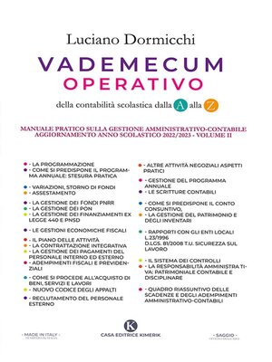 cover image of Vademecum operativo della contabilità scolastica dalla a alla Z